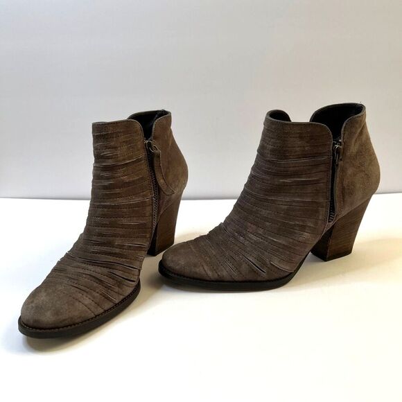 Paul Green Size US 7 Women Taupe Malibu Sliced Metallic Heels Zip Ankle Boots - Picture 1 of 12